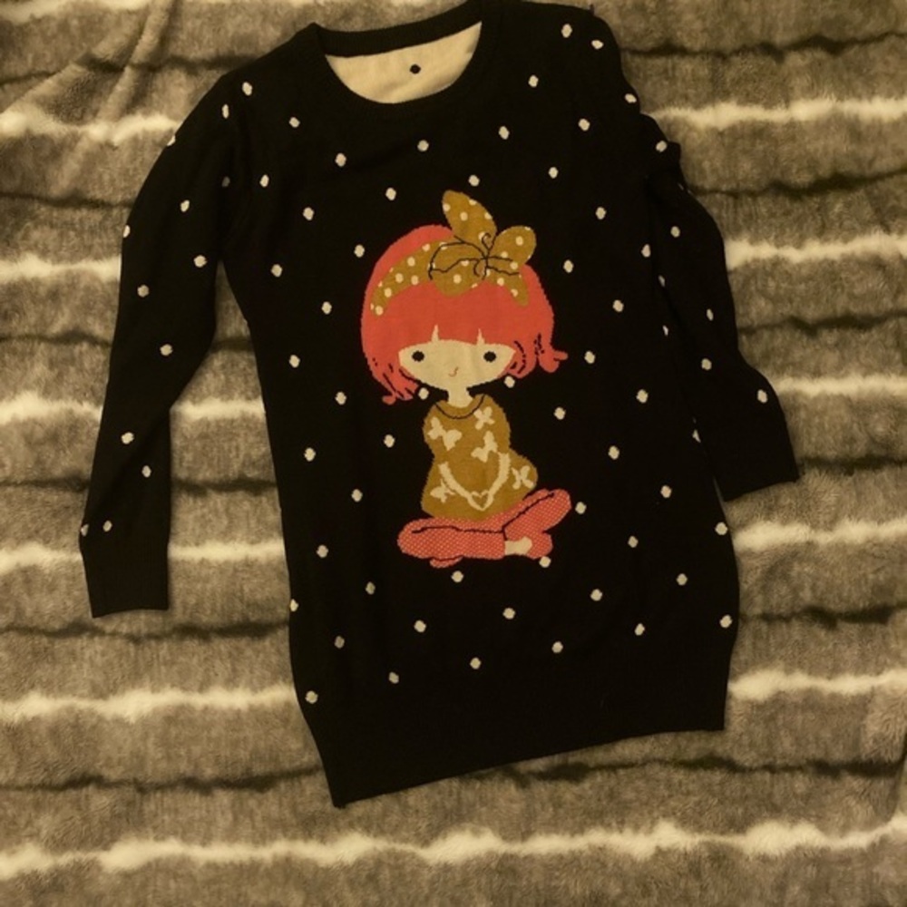 Polka dot and pink girl sweater Y2K
